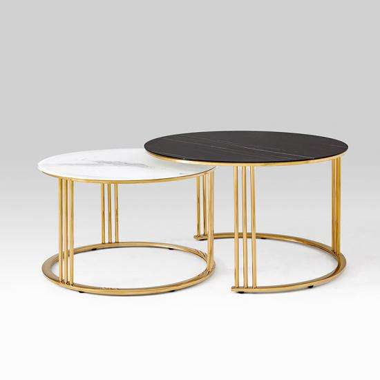 Bloodstone Round coffee Tables- Set of Two