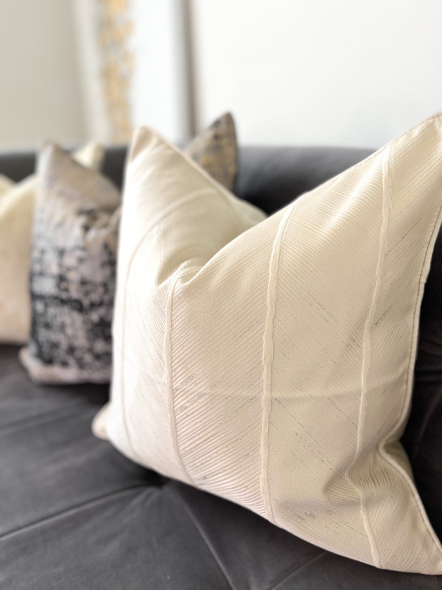 Striped Champagne Luxury Cushion Cover