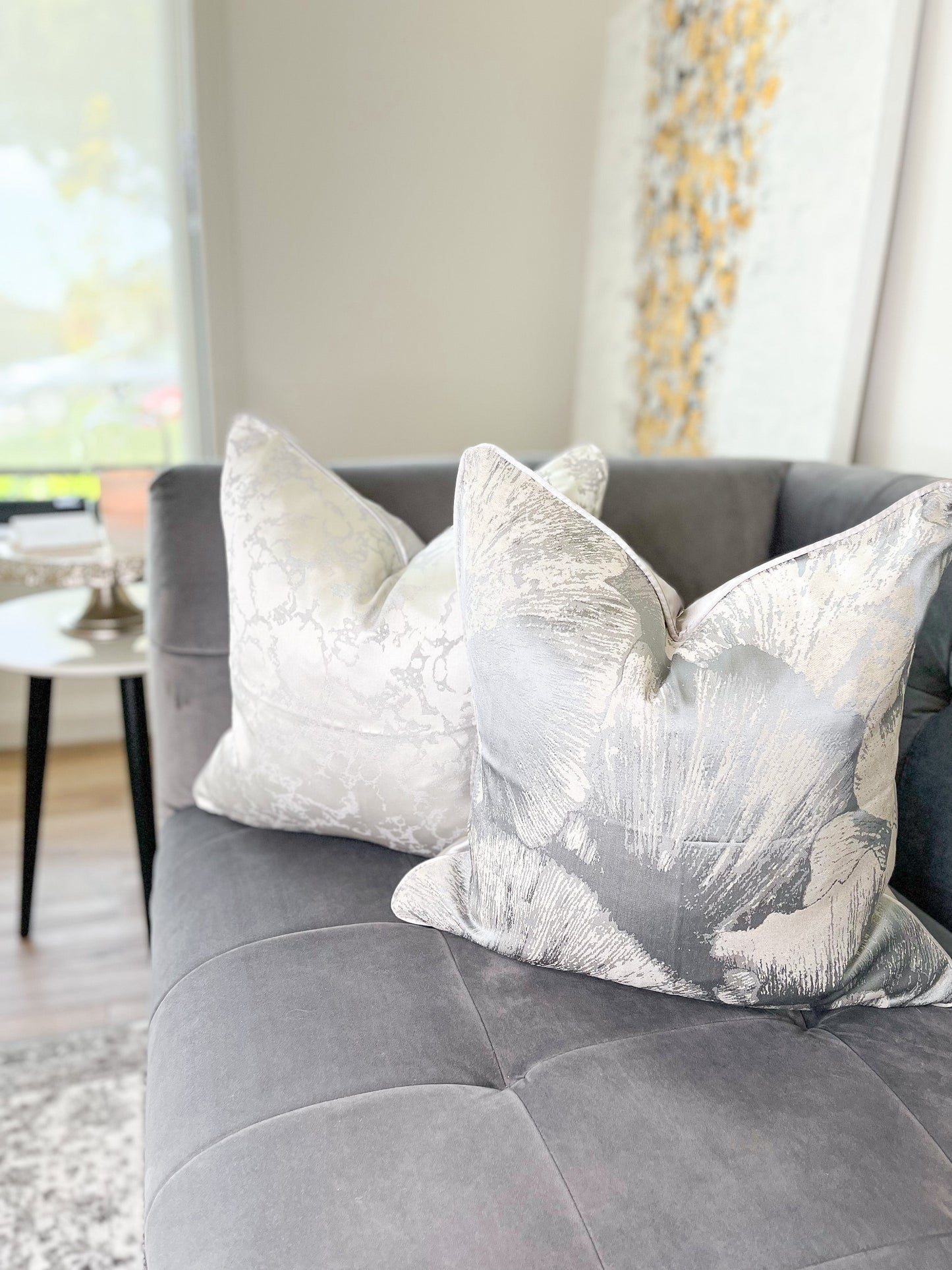 Silver & Grey Jacquard Luxury Cushion Cover