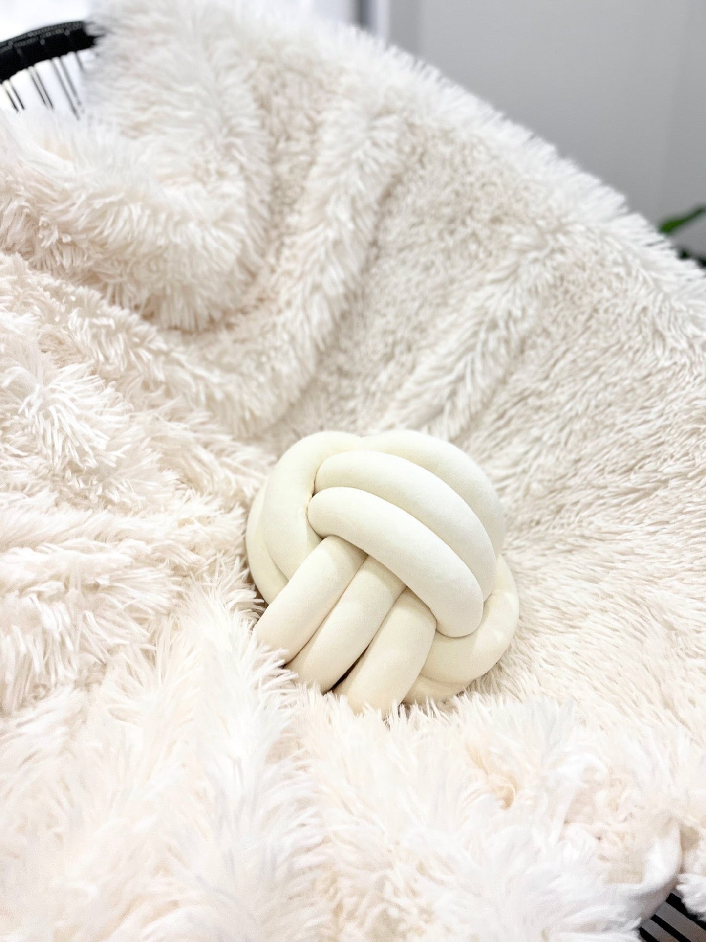 Creme Velvet Knot Pillow