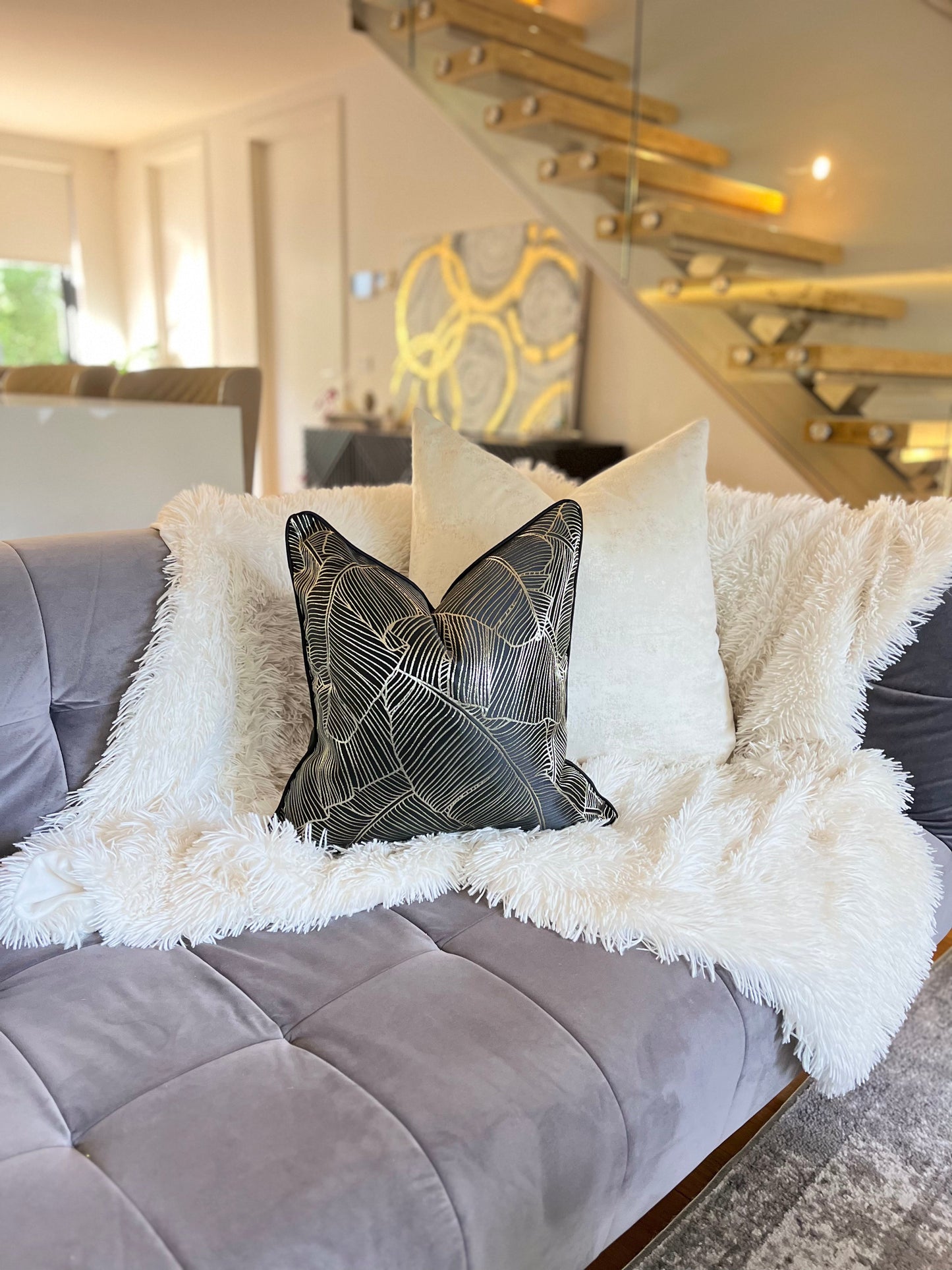 Black and Gold Jacquard Luxury Cushion Cover