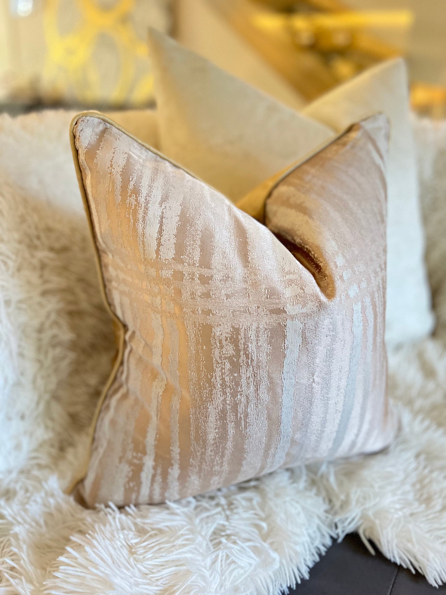 Light Pink Jacquard Luxury Cushion Cover