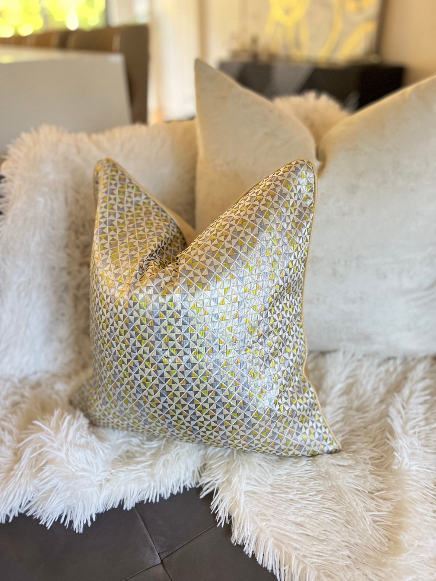 Multi-Colour Geometric Luxury Cushion Cover