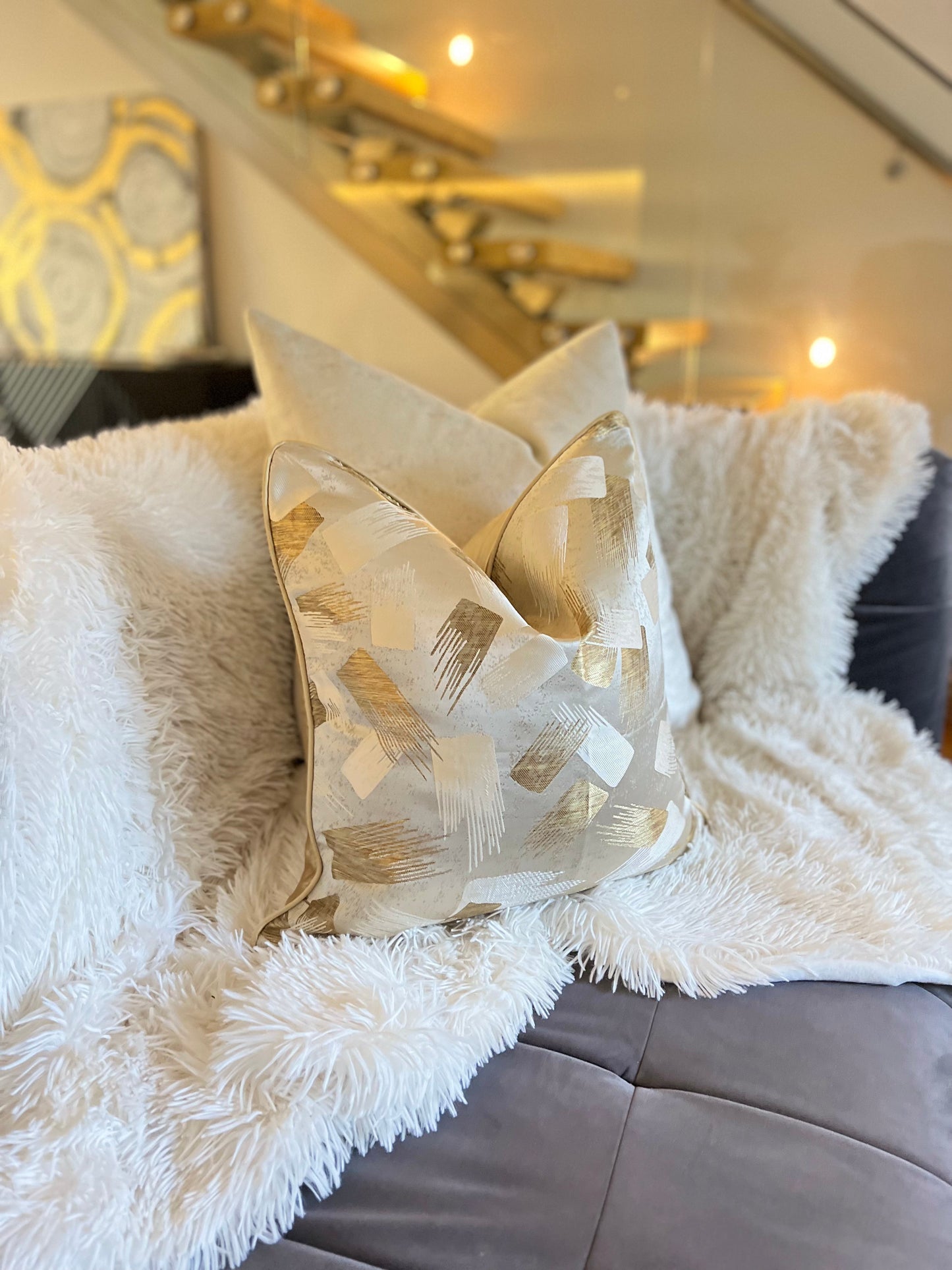 Champagne Jacquard Luxury Cushion Cover