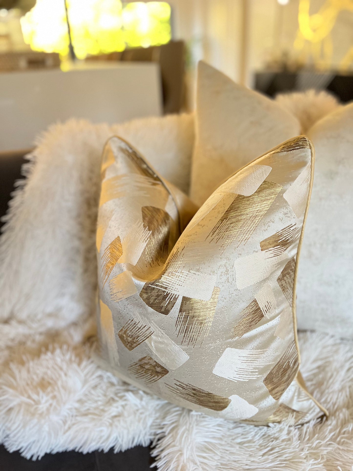 Champagne Jacquard Luxury Cushion Cover