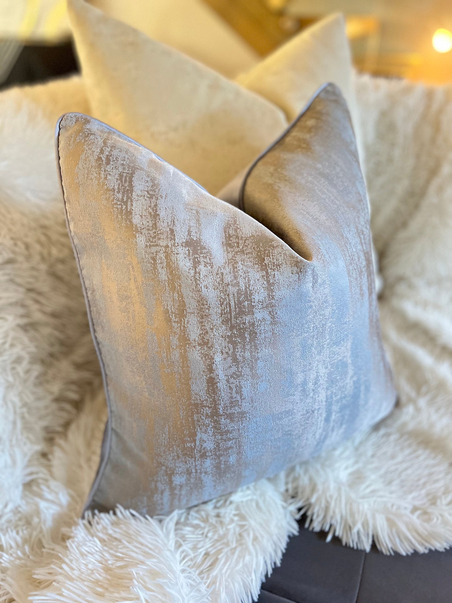 Striped Blue Luxury Cushion Cover