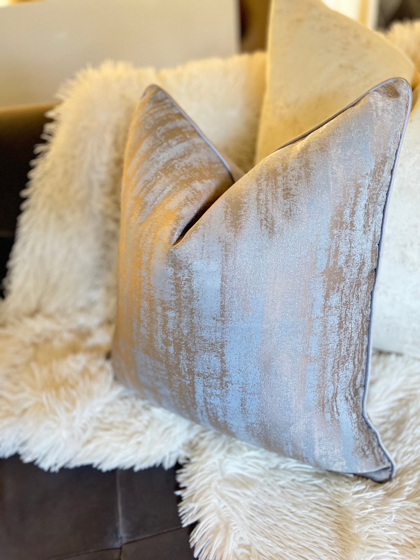 Striped Blue Luxury Cushion Cover