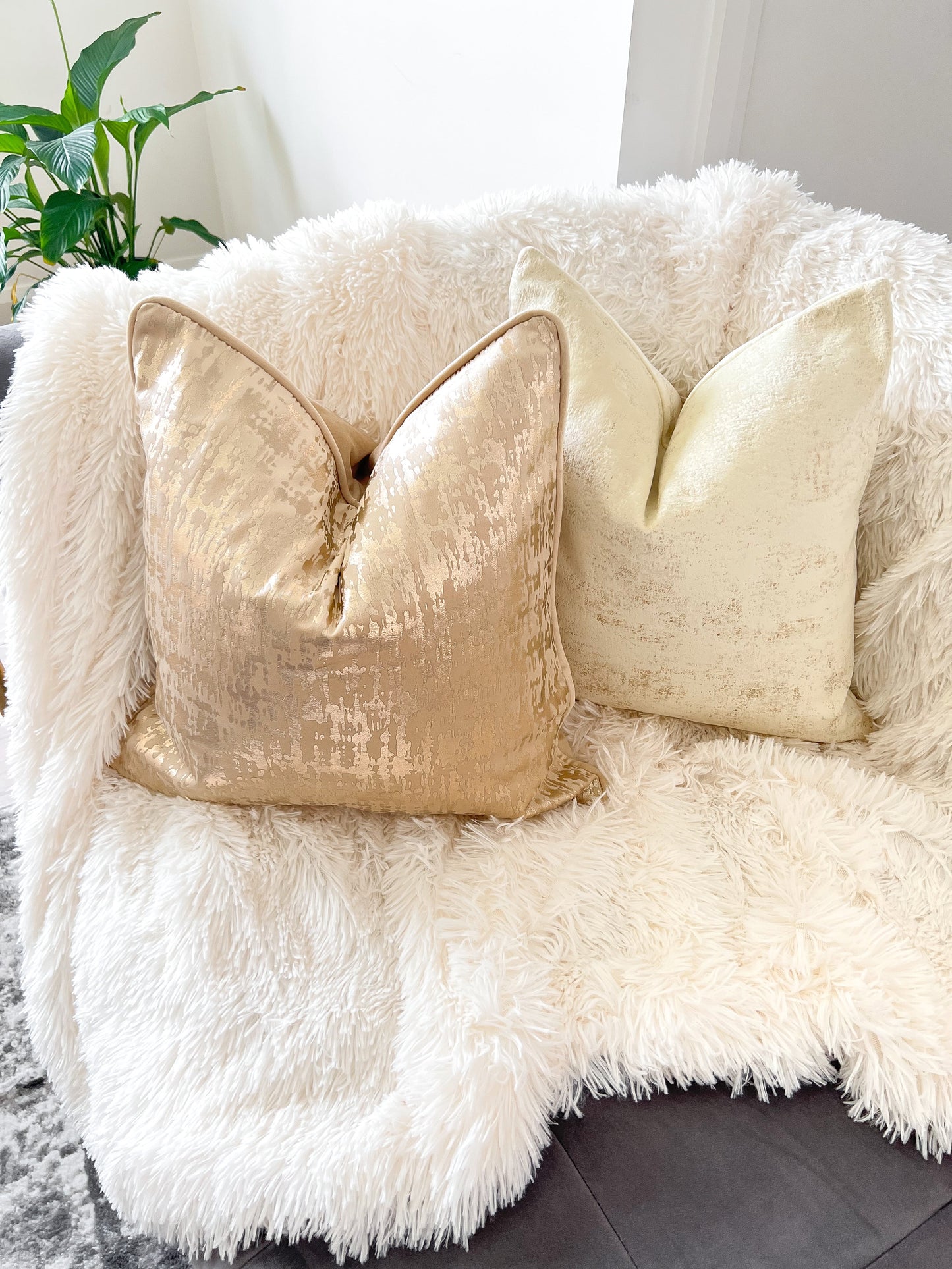 Champagne Jacquard Abstract Luxury Cushion Cover