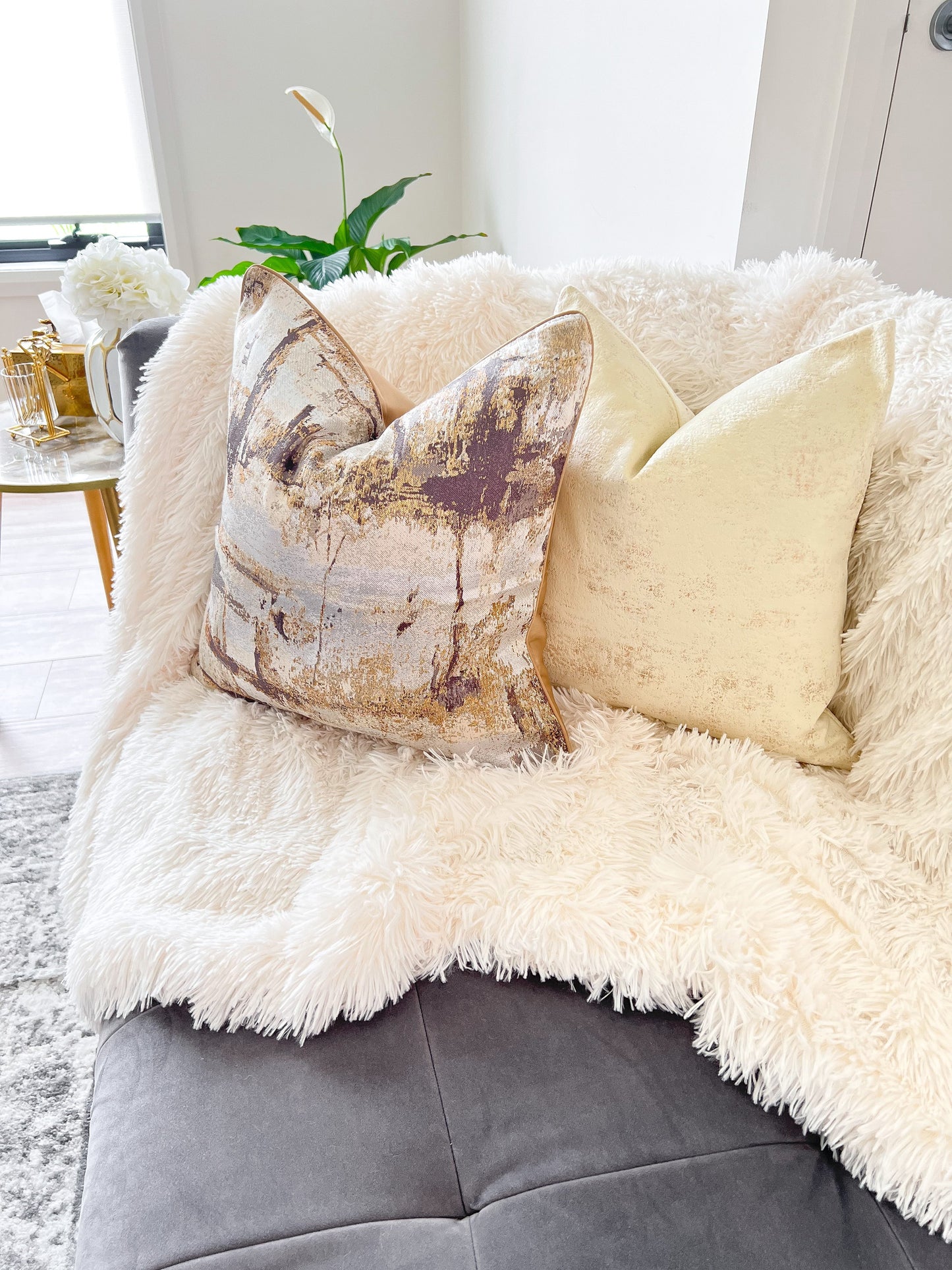 Dark pink, Beige & Gold Luxury Cushion Cover