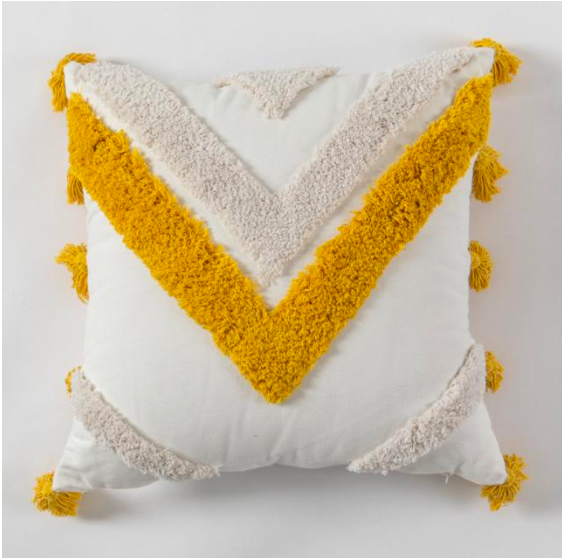 Bohemian Yellow and Cream Jacquard Luxury Cushion Cover