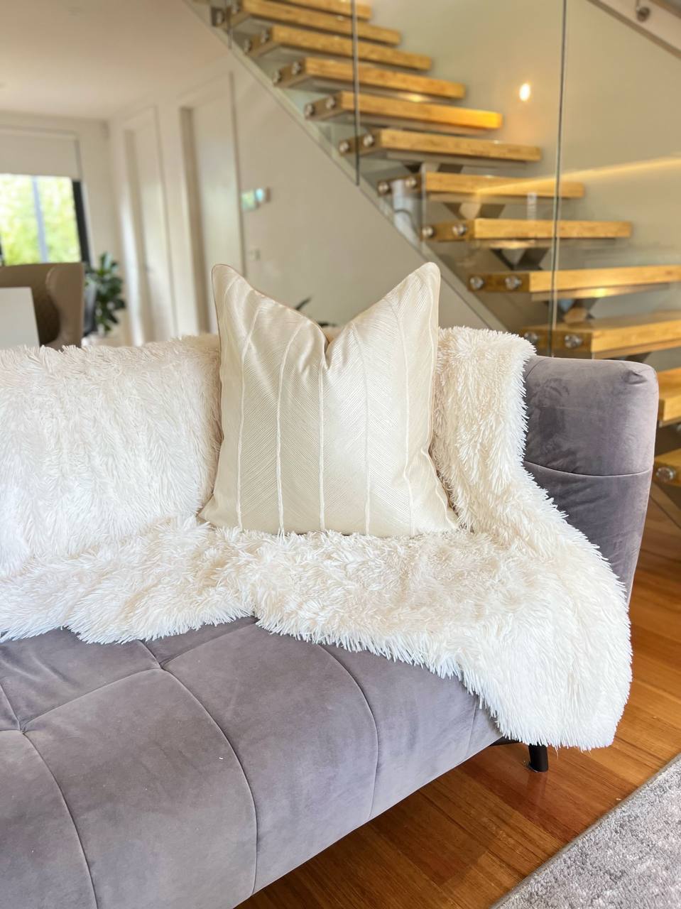 Striped Champagne Luxury Cushion Cover