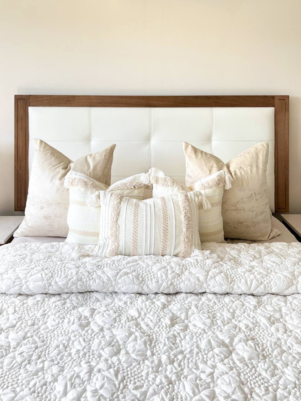 Rectangle Cream and White Bohemian Style Cushion