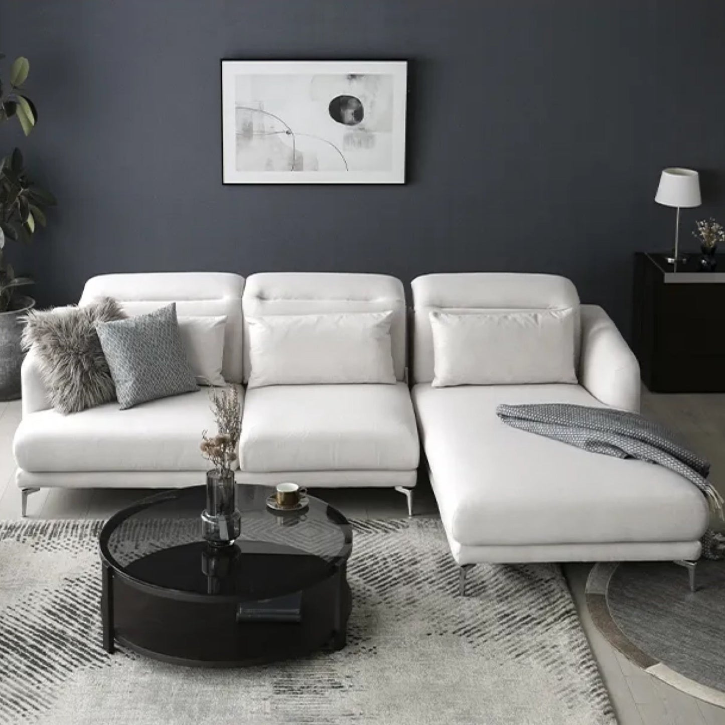 Noa Sectional Sofa Left Chaise - White
