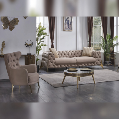 Turkish Marselle Sofa - Dark Cream