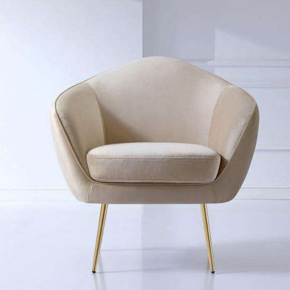 Modern Velvet Leisure Armchair - Beige