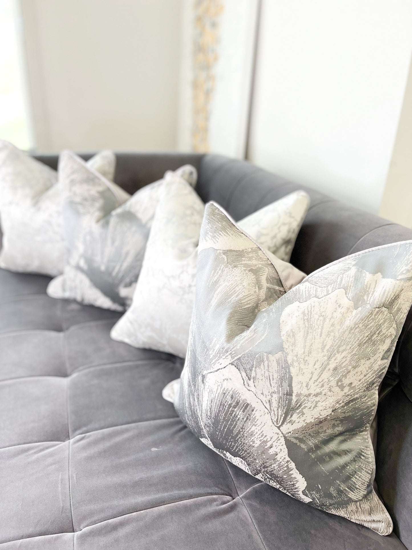 Silver & Grey Jacquard Luxury Cushion Cover