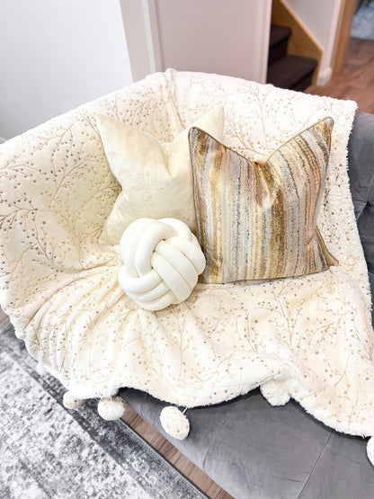 Creme Velvet Knot Pillow