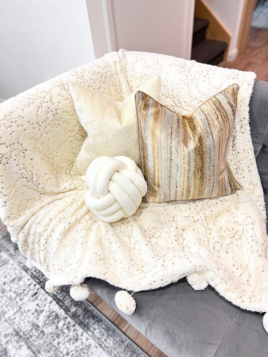 Creme Velvet Knot Pillow