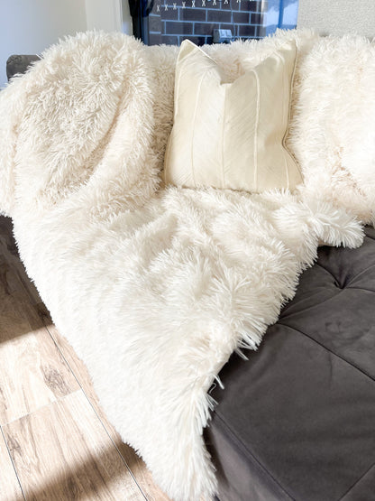 White Faux Fur Throw Blanket