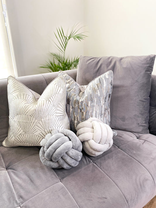 Dark Grey Velvet Knot Pillow