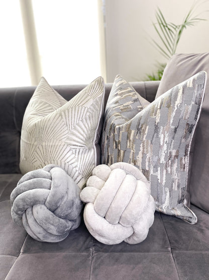 Dark Grey Velvet Knot Pillow