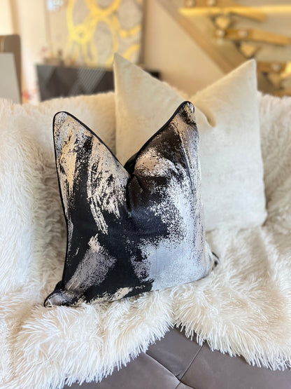 Cloudy Black Jacquard Luxury Cushion Cover