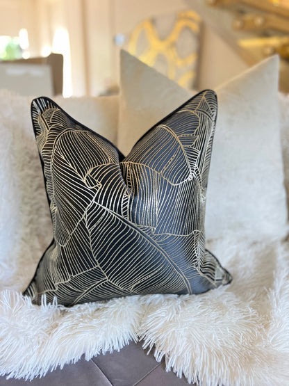 Black and Gold Jacquard Luxury Cushion Cover