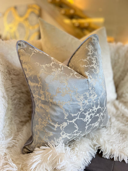 Silver and Blue Cloudy Luxury Cushion Cover