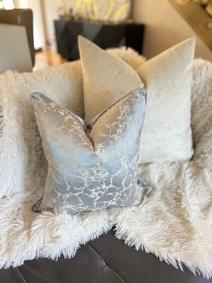 Silver and Blue Cloudy Luxury Cushion Cover