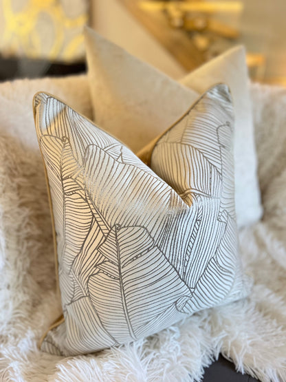 Silver and Gold Leaf pattern Jacquard Luxury Cushion Cover