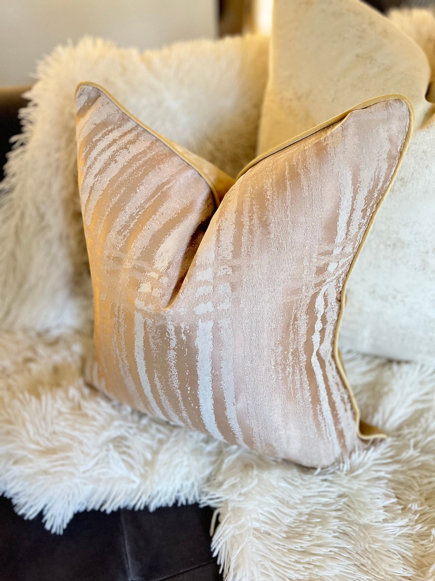 Light Pink Jacquard Luxury Cushion Cover