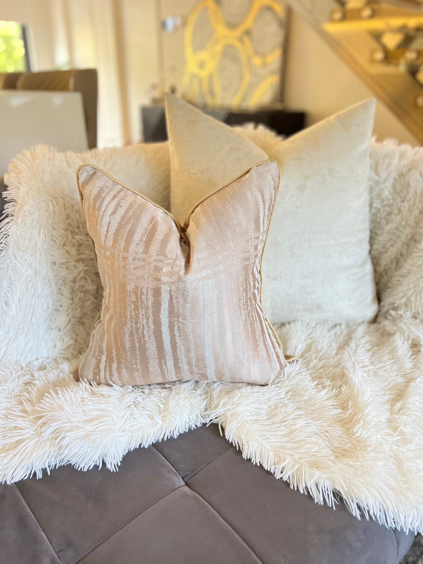 Light Pink Jacquard Luxury Cushion Cover