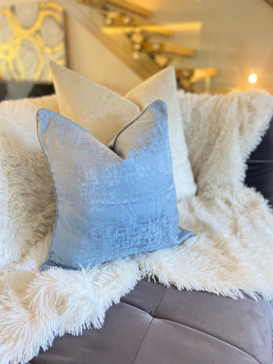 Blue Jacquard Luxury Cushion Pillow Cover