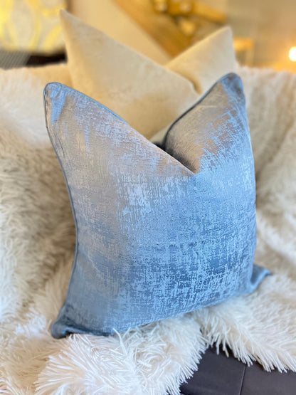 Blue Jacquard Luxury Cushion Pillow Cover