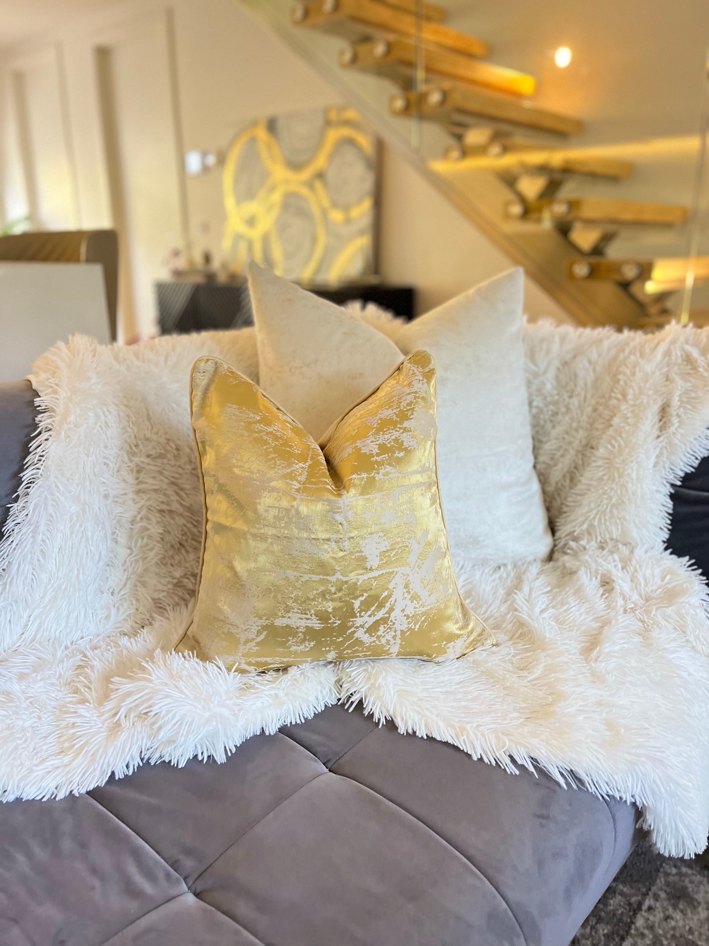 Yellow Jacquard Luxury Cushion Cover