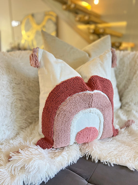 Bohemian Pink and White Jacquard Luxury Cushion Cover