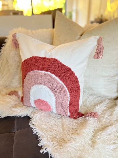 Bohemian Pink and White Jacquard Luxury Cushion Cover