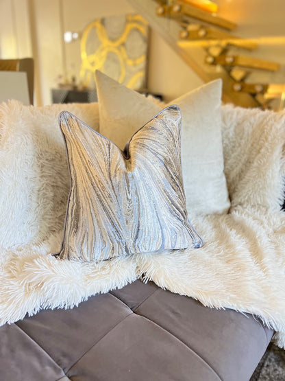 Cloudy Grey and Gold Jacquard Luxury Cushion Cover