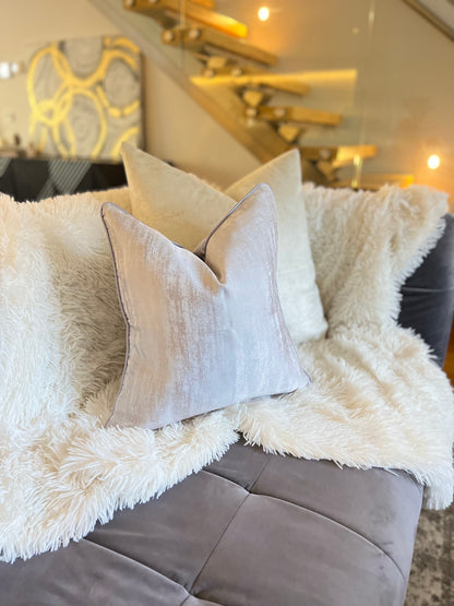Striped Light Pink and Silver Luxury Cushion Cover