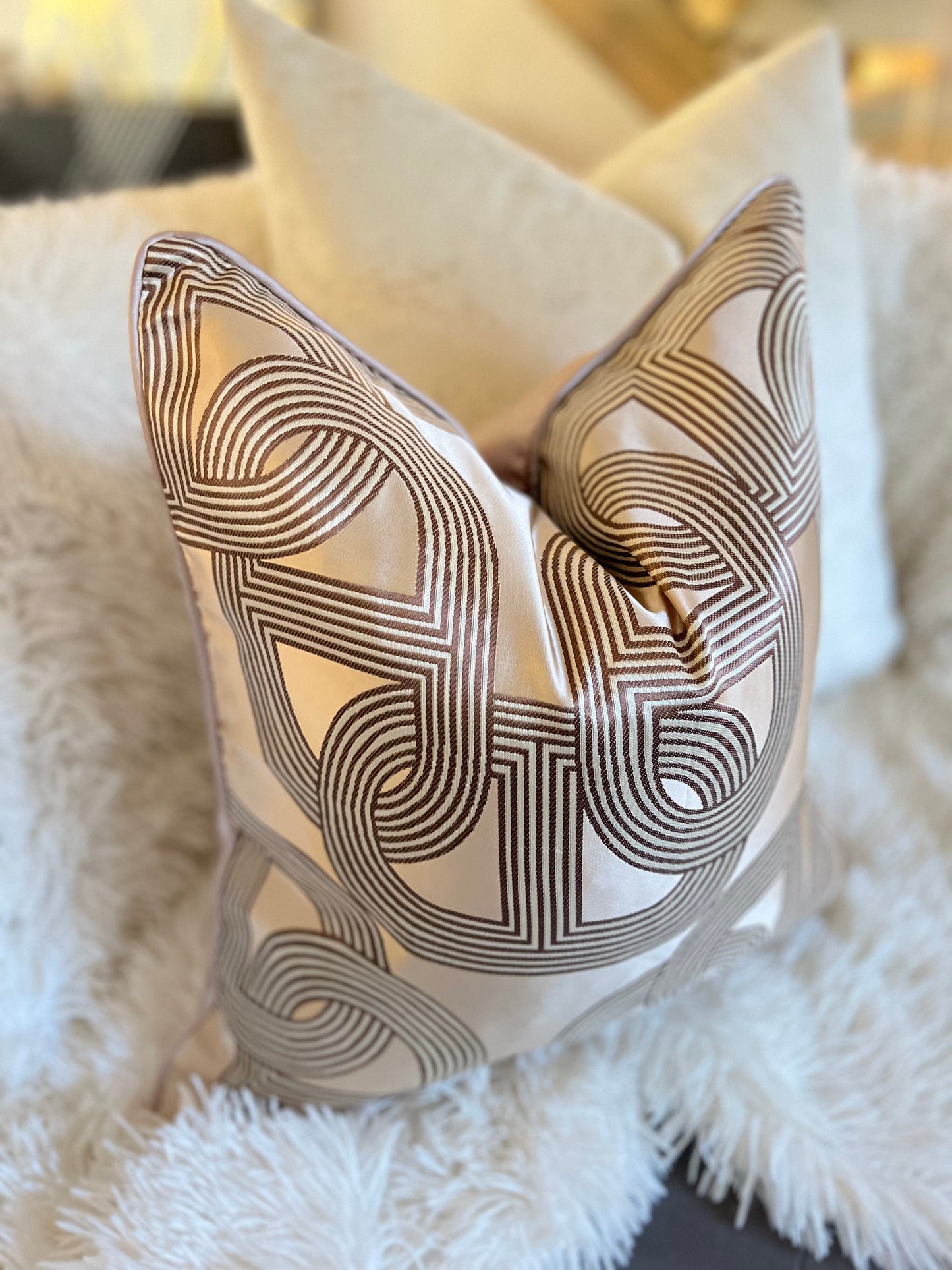 Nude Jacquard Luxury Cushion Cover