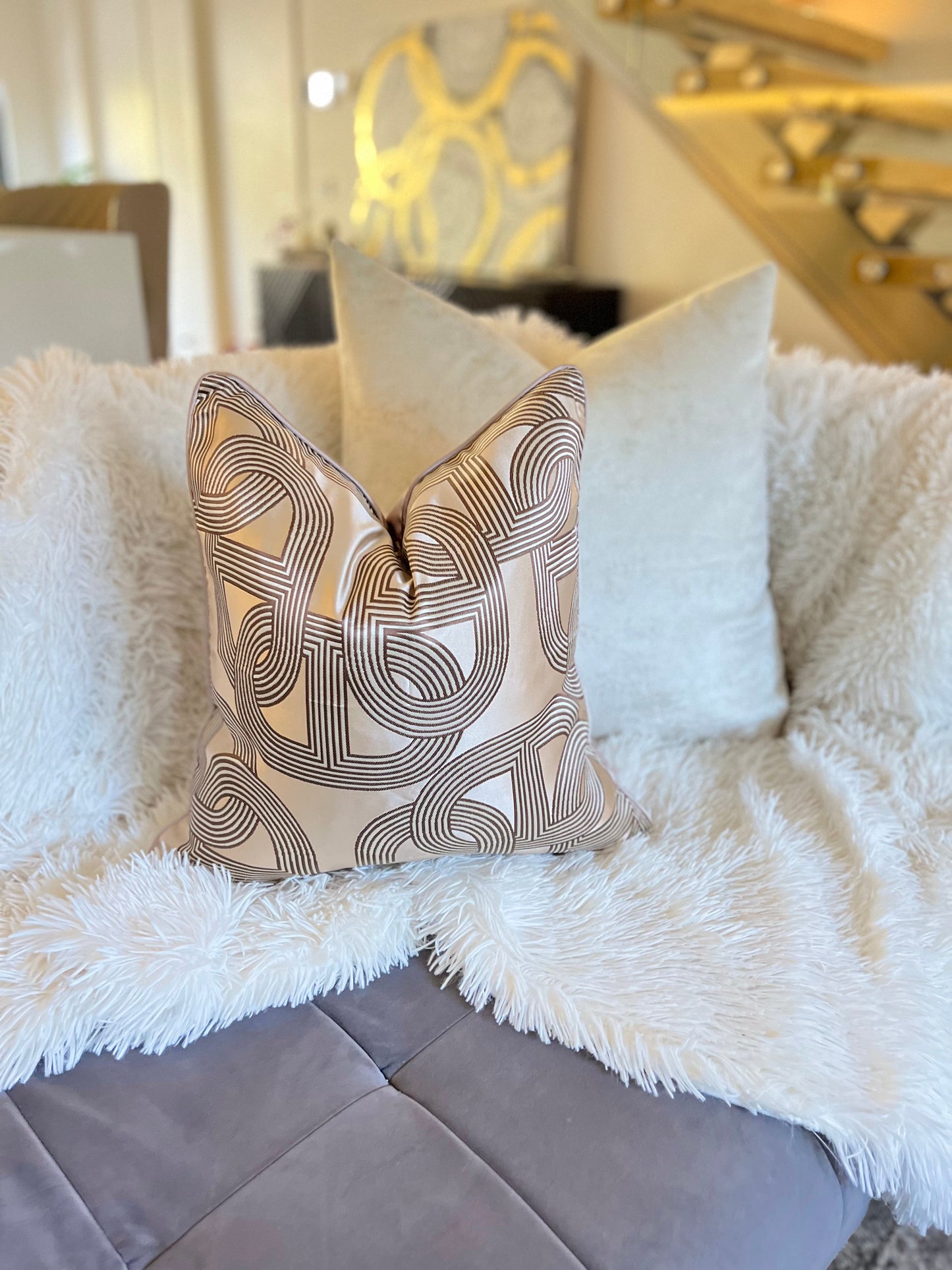 Nude Jacquard Luxury Cushion Cover