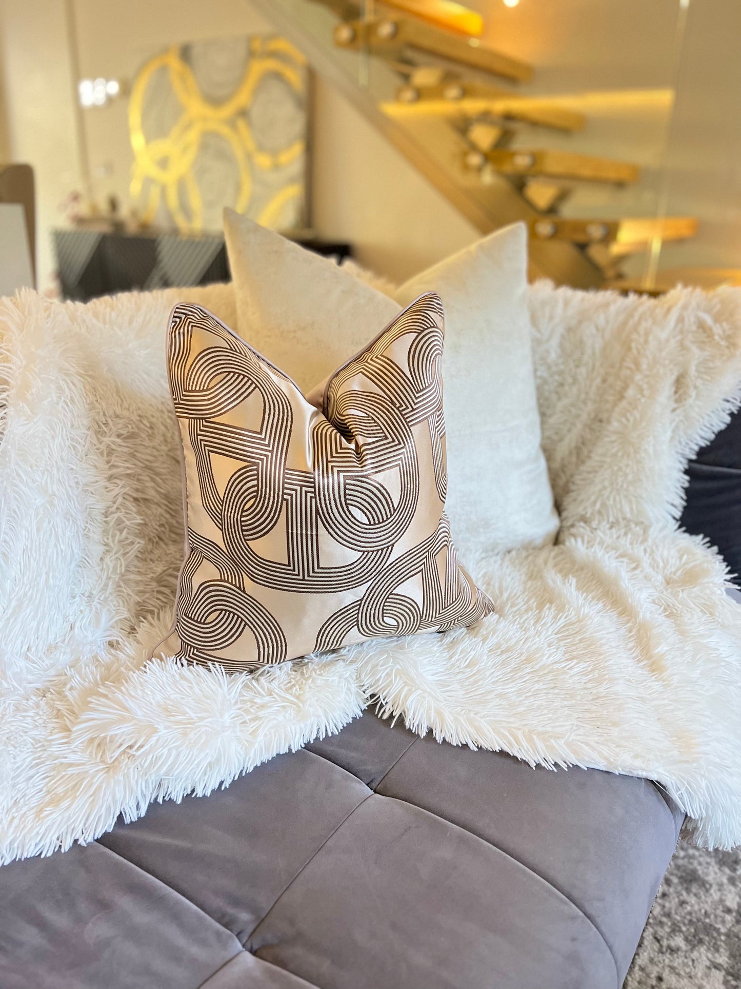 Nude Jacquard Luxury Cushion Cover