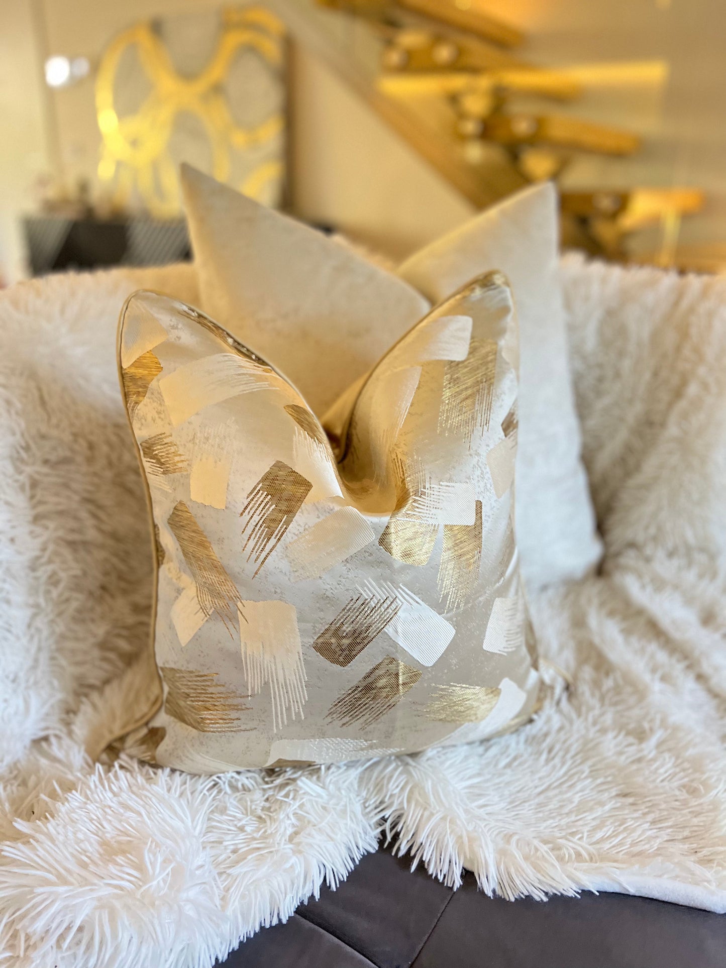 Champagne Jacquard Luxury Cushion Cover
