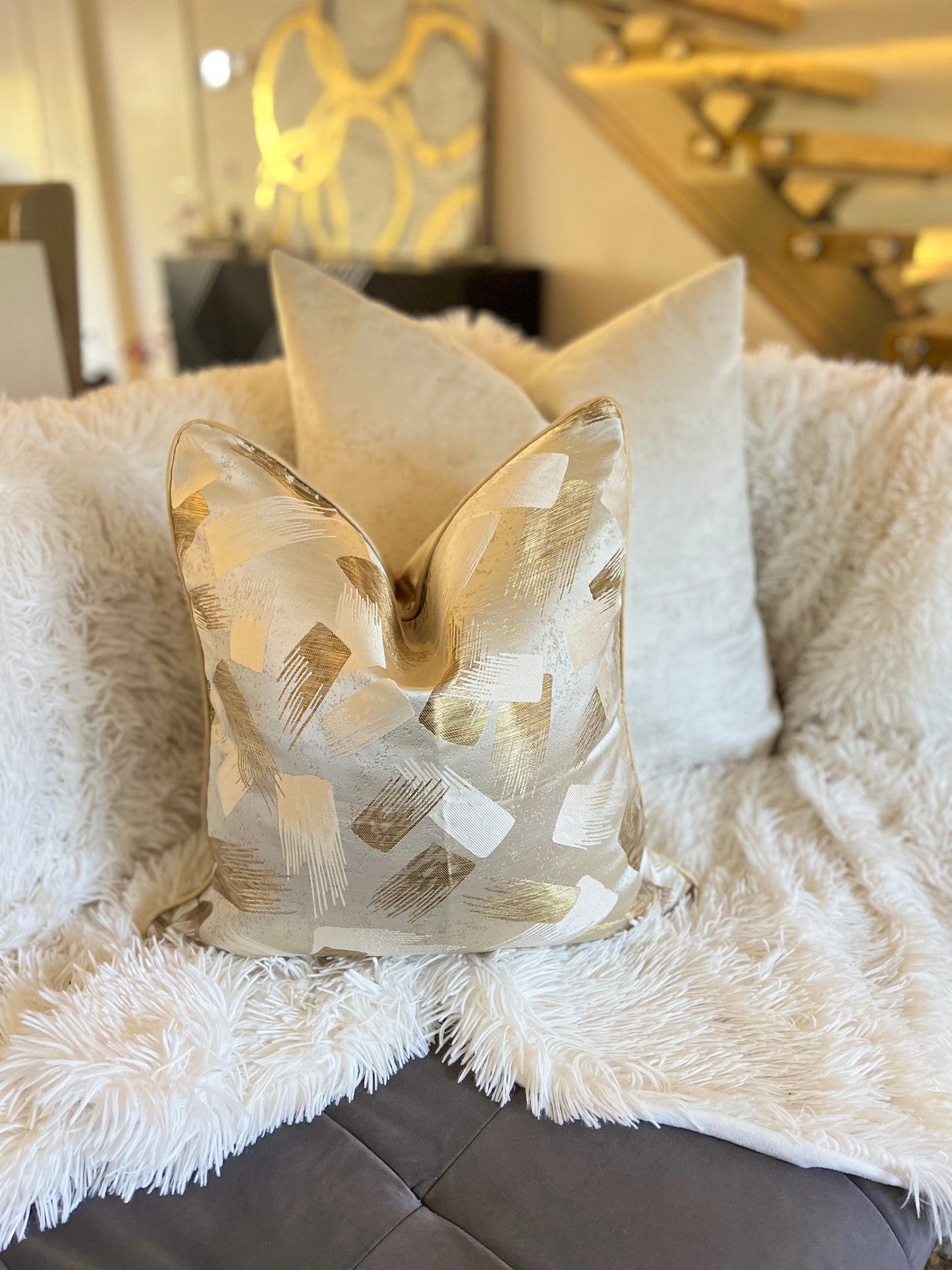 Champagne Jacquard Luxury Cushion Cover