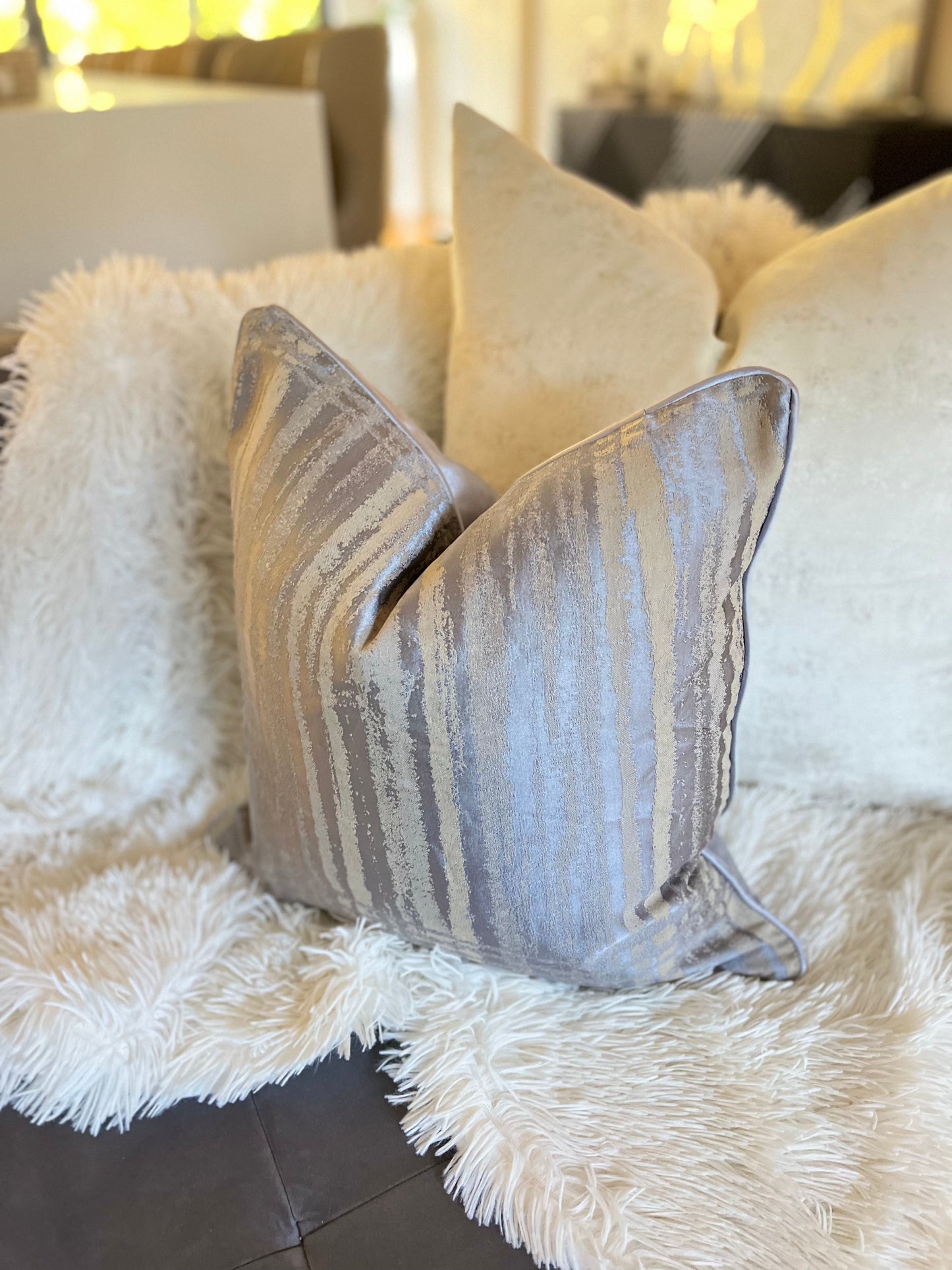 Blue Jacquard Luxury Cushion Cover