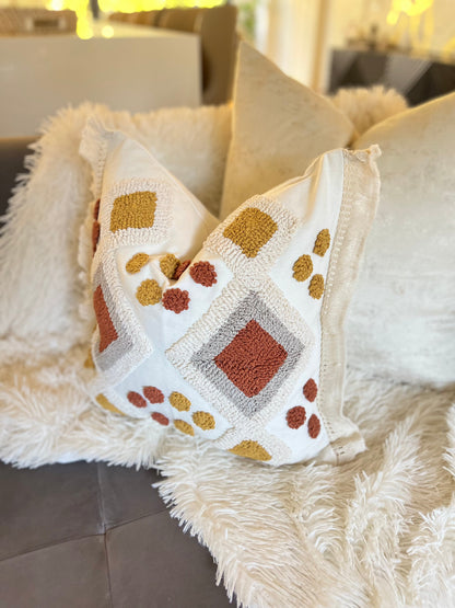 Bohemian Geometric Red and Yellow Jacquard Luxury Cushion Cover