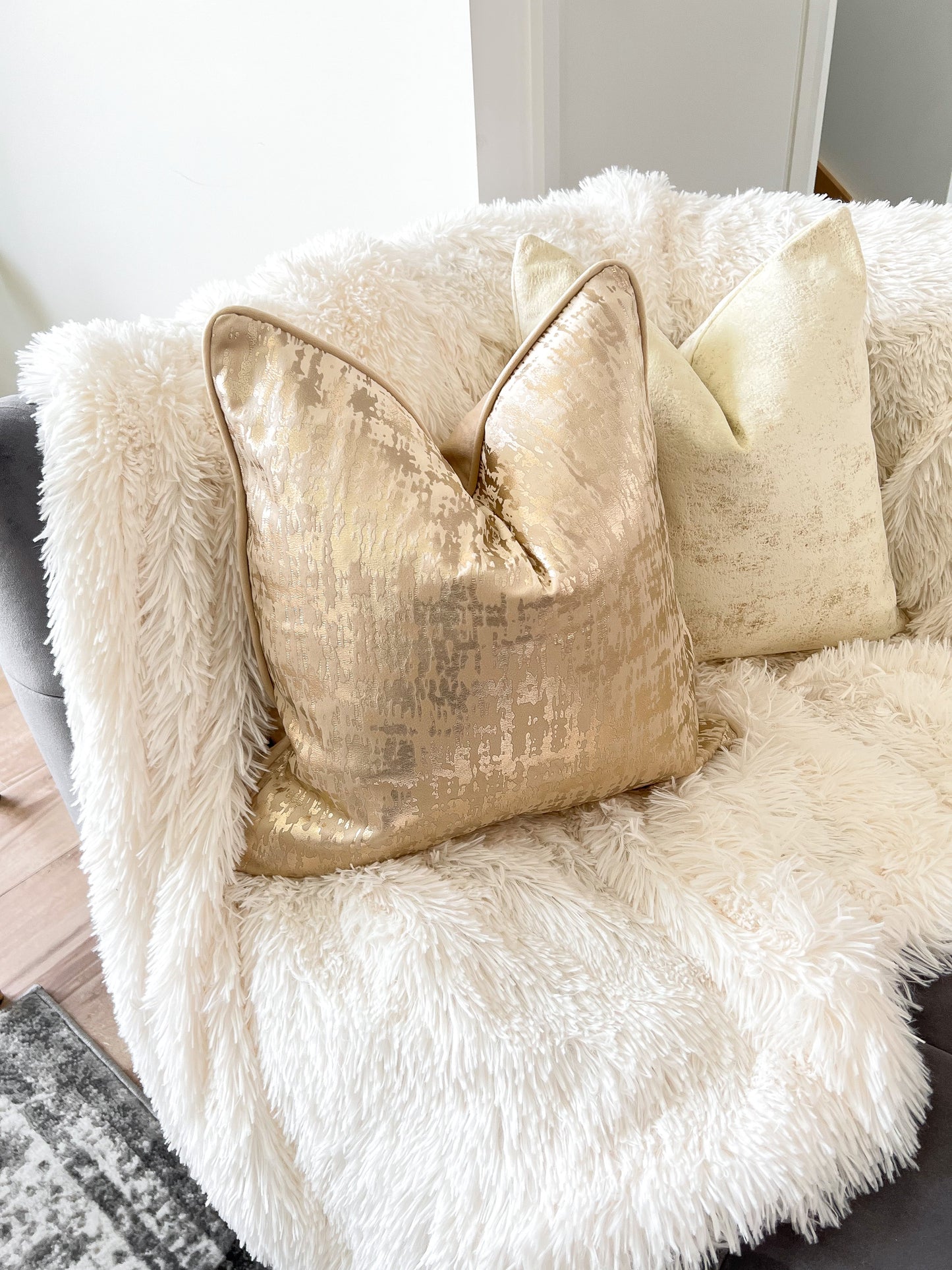 Champagne Jacquard Abstract Luxury Cushion Cover