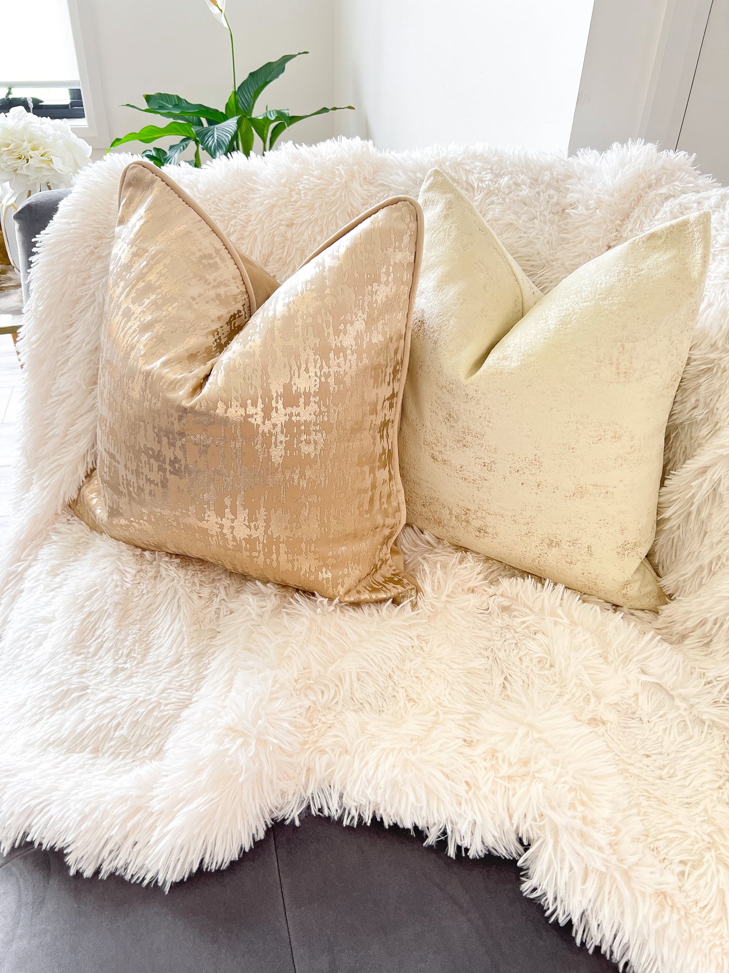 Champagne Jacquard Abstract Luxury Cushion Cover
