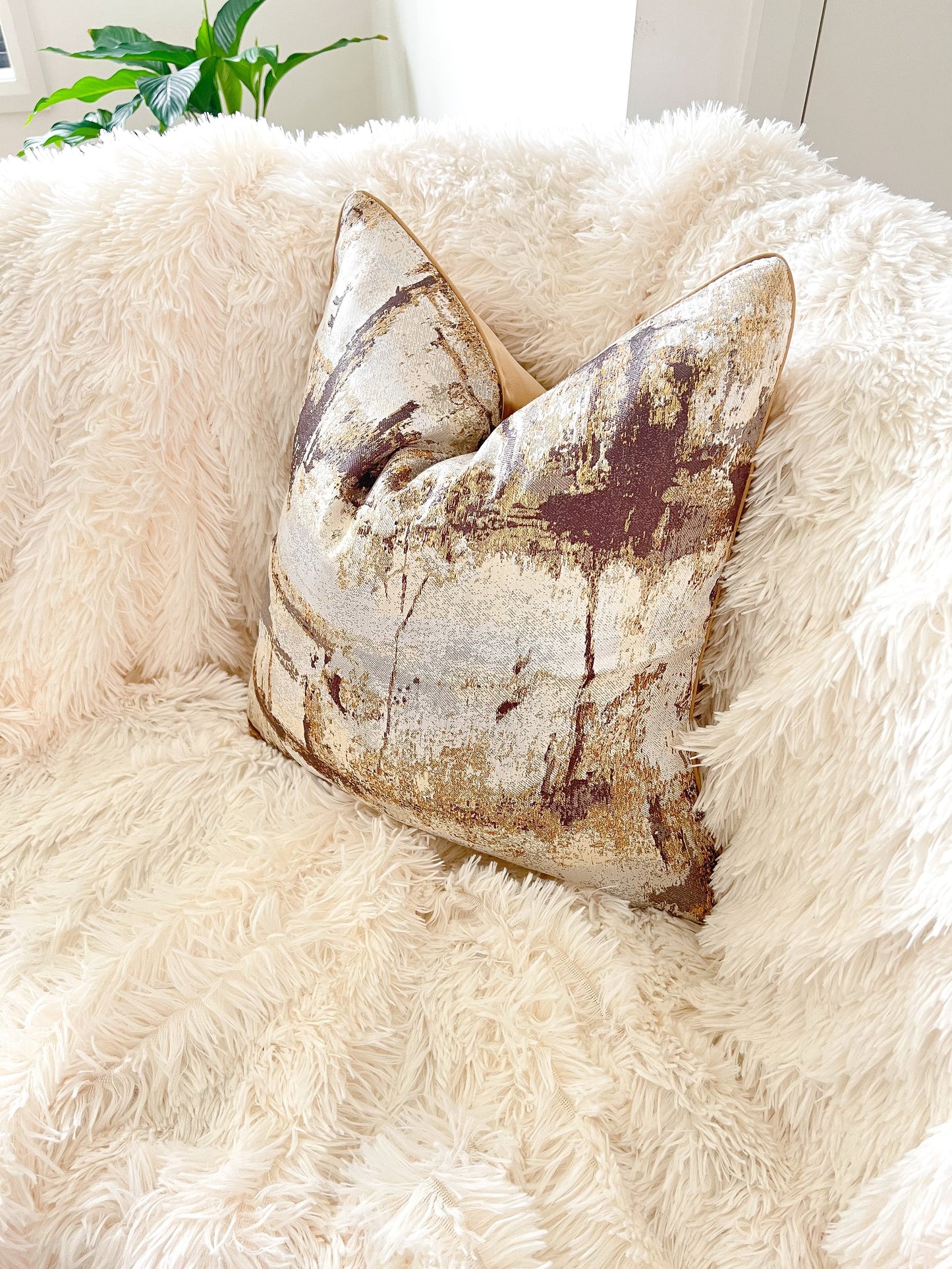 Dark pink, Beige & Gold Luxury Cushion Cover