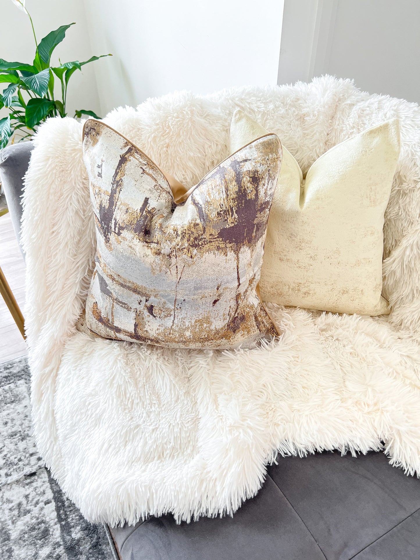 Dark pink, Beige & Gold Luxury Cushion Cover